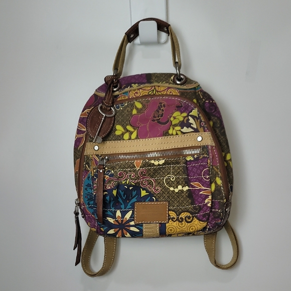 Fossil Bag/Backpack Bag. Vibrant Colorful Bag Leather & Canvas - Picture 15 of 15